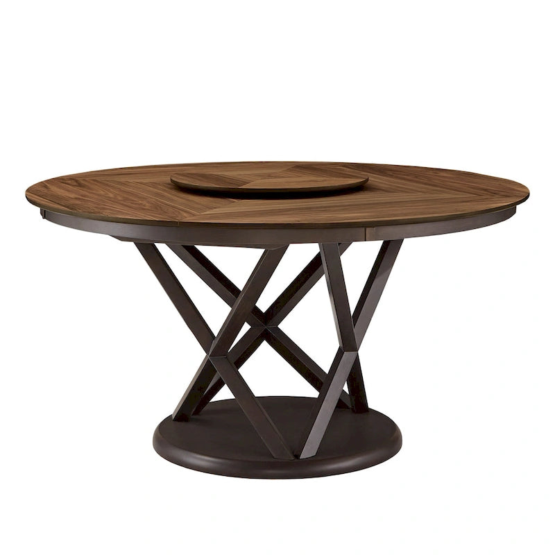 Table de salle à manger Priya Lazy Susan avec plateau tournant expresso et noyer par iNSPIRE Q Modern
