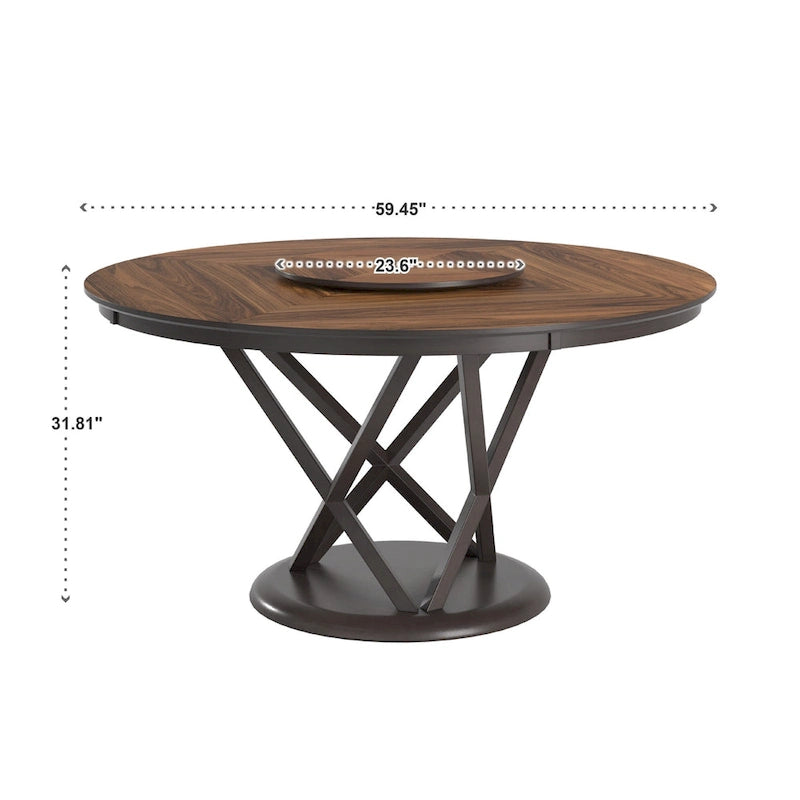 Table de salle à manger Priya Lazy Susan avec plateau tournant expresso et noyer par iNSPIRE Q Modern