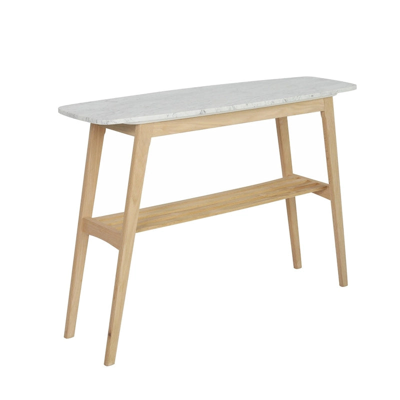 Console Castello 43 rectangulaire italienne en marbre blanc de Carrare avec étagère – 109 L x 30 l x 79 H cm – 109 L x 30 l x 79 H cm