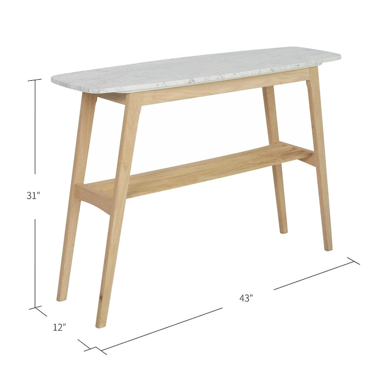 Console Castello 43 rectangulaire italienne en marbre blanc de Carrare avec étagère – 109 L x 30 l x 79 H cm – 109 L x 30 l x 79 H cm