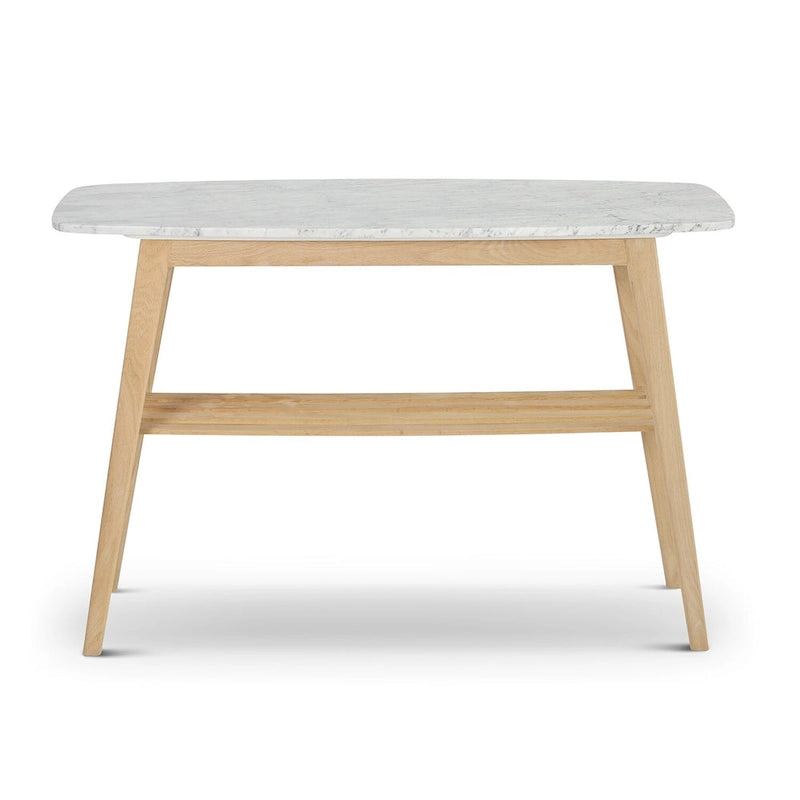 Console Castello 43 rectangulaire italienne en marbre blanc de Carrare avec étagère – 109 L x 30 l x 79 H cm – 109 L x 30 l x 79 H cm