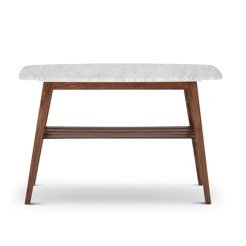 Console Castello 43 rectangulaire italienne en marbre blanc de Carrare avec étagère – 109 L x 30 l x 79 H cm – 109 L x 30 l x 79 H cm