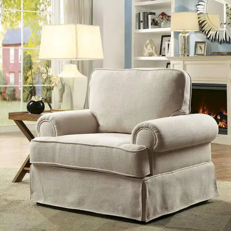 Chaise d'appoint rembourrée en tissu de lin transitoire Cupa par Furniture of America