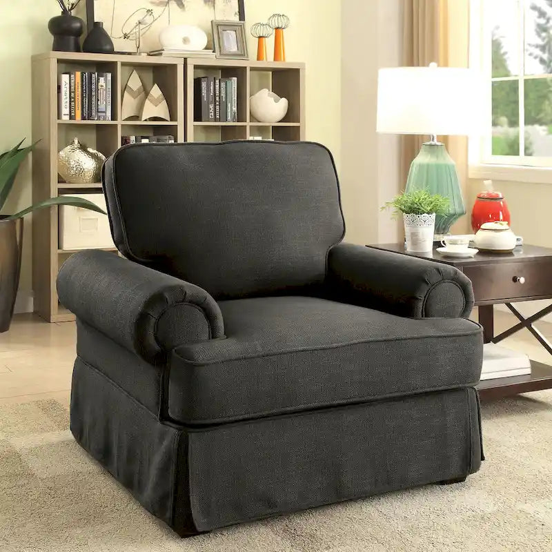 Chaise d'appoint rembourrée en tissu de lin transitoire Cupa par Furniture of America