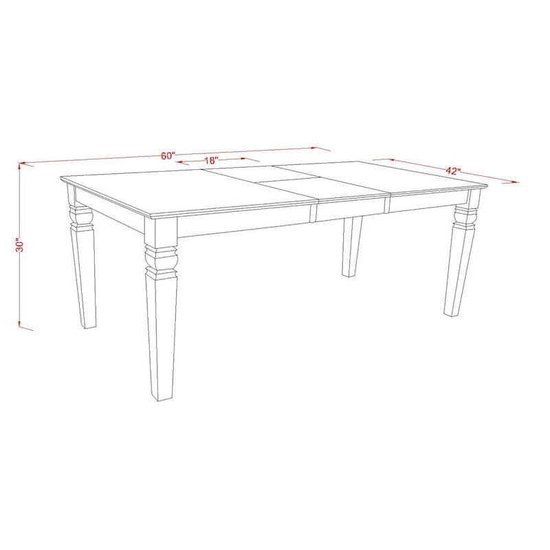 East West Furniture Ensemble de 7 pièces Table et chaises de cuisine - une table de salle à manger et 6 chaises de salle à manger (options de finition)