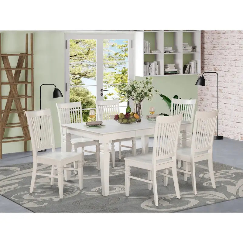 East West Furniture Ensemble de 7 pièces Table et chaises de cuisine - une table de salle à manger et 6 chaises de salle à manger (options de finition)