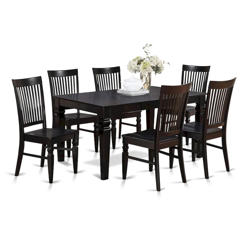 East West Furniture Ensemble de 7 pièces Table et chaises de cuisine - une table de salle à manger et 6 chaises de salle à manger (options de finition)