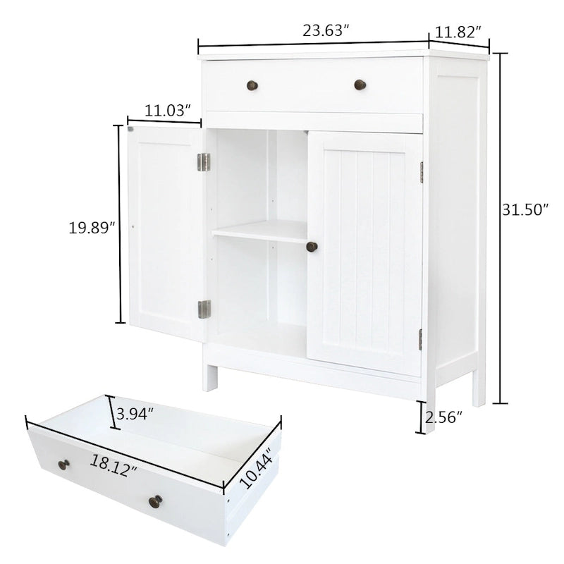 FCH Meuble de rangement double porte sur pied pour salle de bain