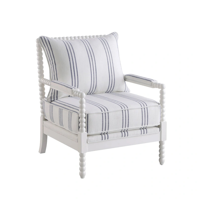 Fauteuil d'appoint Penelope à rayures blanches et bleu marine