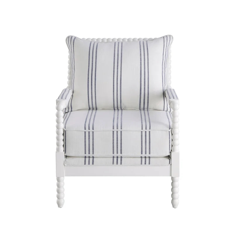 Fauteuil d'appoint Penelope à rayures blanches et bleu marine