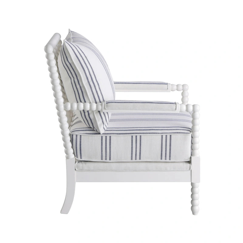 Fauteuil d'appoint Penelope à rayures blanches et bleu marine