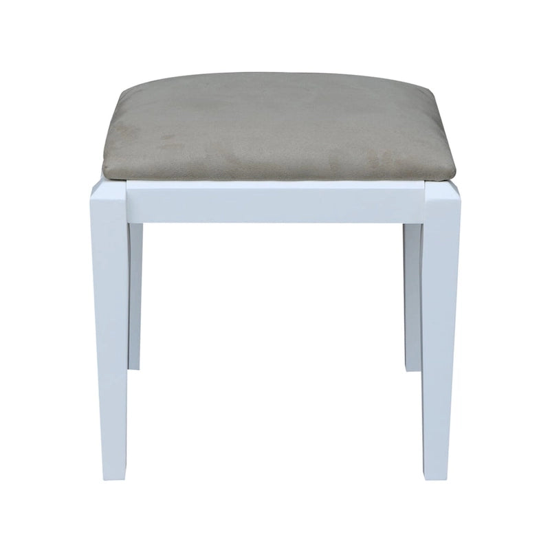 Coiffeuse en bois massif avec banc (finition blanc neige)