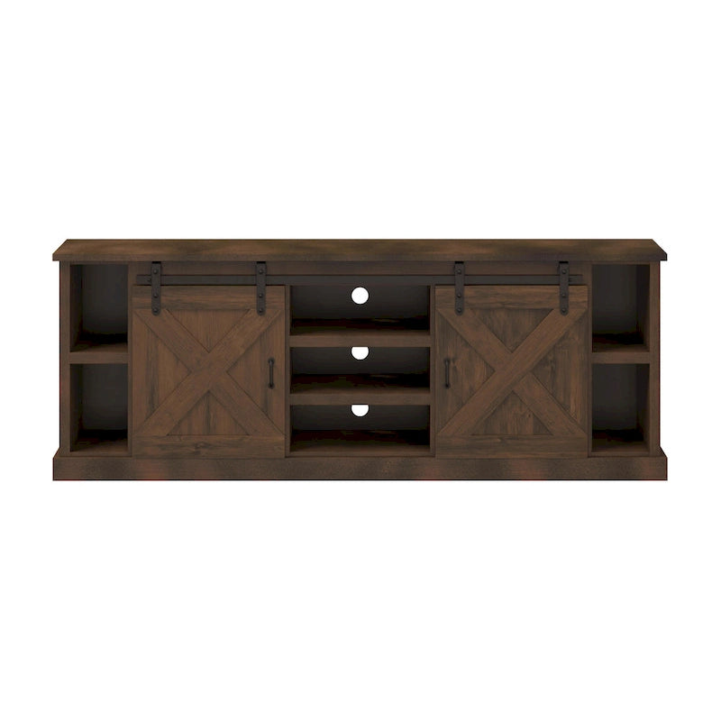 Meuble TV Bridgevine Home Farmhouse de 85 po pour téléviseurs jusqu'à 95 po, aucun assemblage requis, fini whisky vieilli