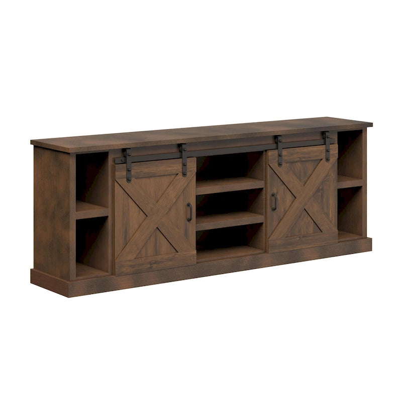 Meuble TV Bridgevine Home Farmhouse de 85 po pour téléviseurs jusqu'à 95 po, aucun assemblage requis, fini whisky vieilli