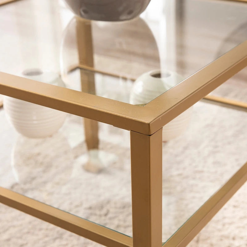 Table basse avec plateau en verre Jaymes Gold & Metal de SEI Furniture