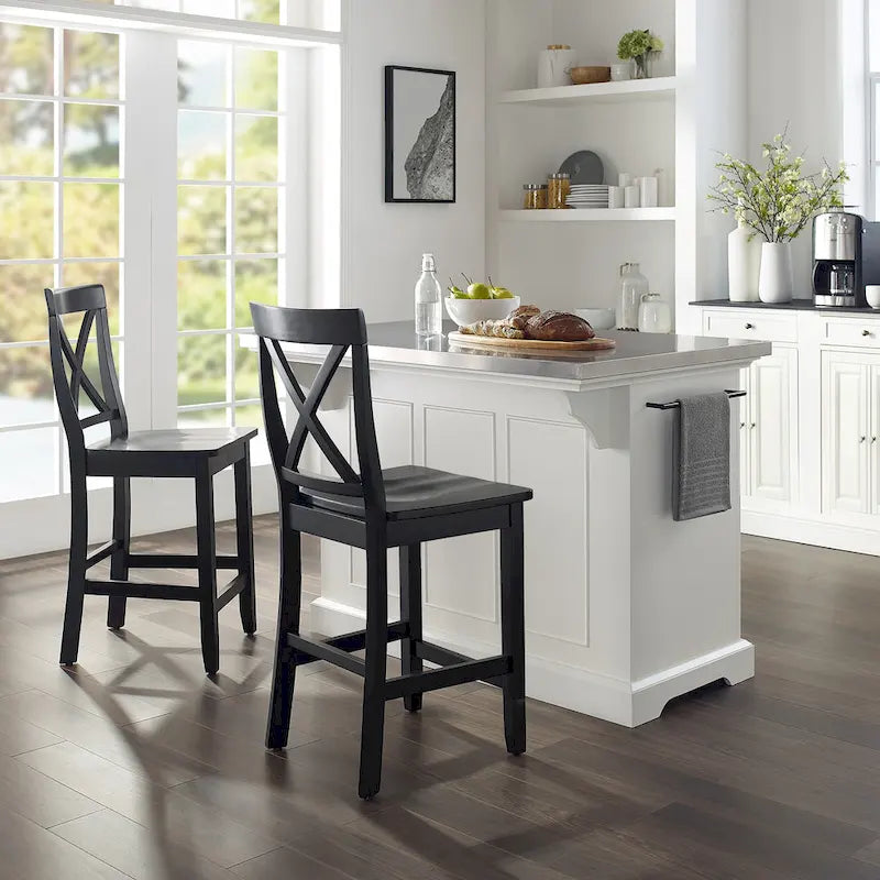 Crosley Julia Island avec tabourets à dossier en X - 60p x 50l x 41h