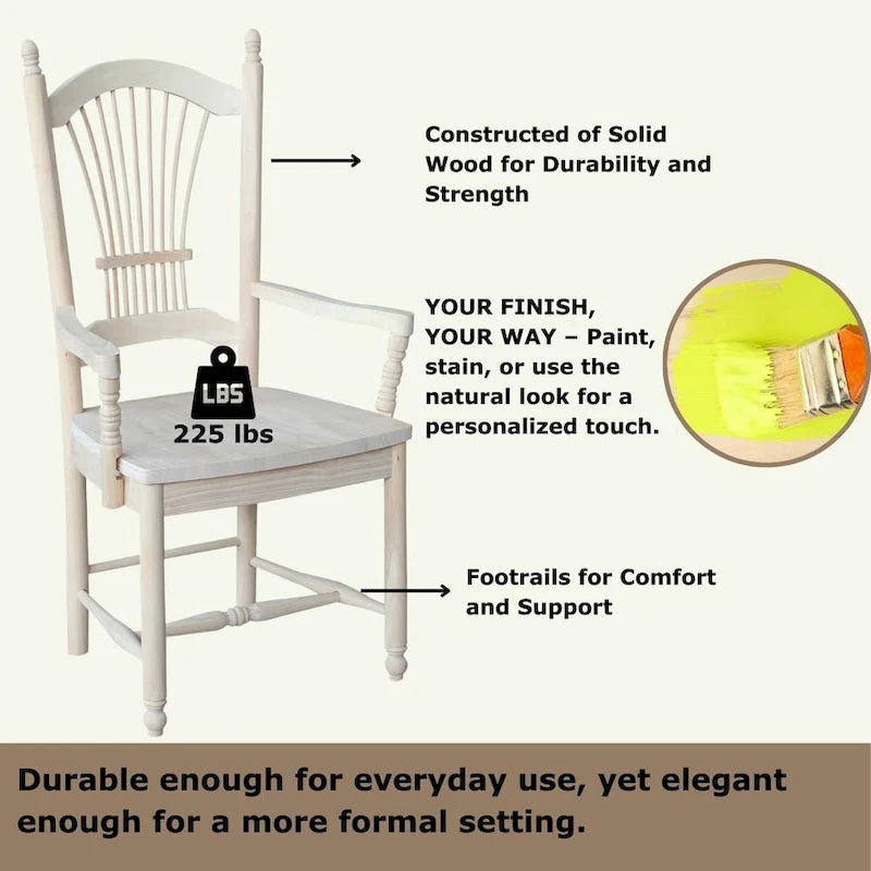 Chaise à dossier en gerbe International Concepts avec accoudoirs