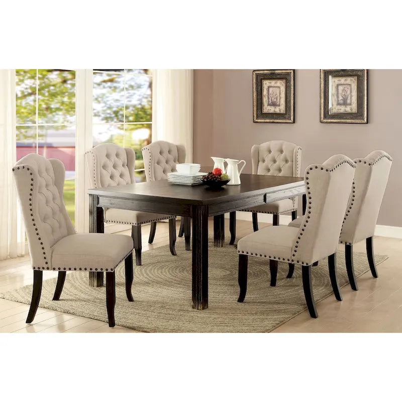 Table à manger contemporaine Tays noire en bois massif de Furniture of America