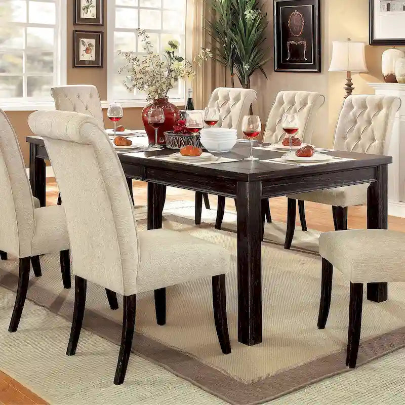 Table à manger contemporaine Tays noire en bois massif de Furniture of America