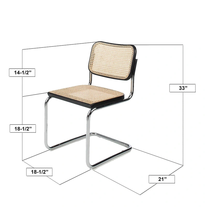 Chaise de salle à manger Breuer Cesca Cane en chrome et chêne miel
