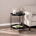 Table d'appoint ronde en bois de style moderne SEI Furniture Vaquero avec étagère