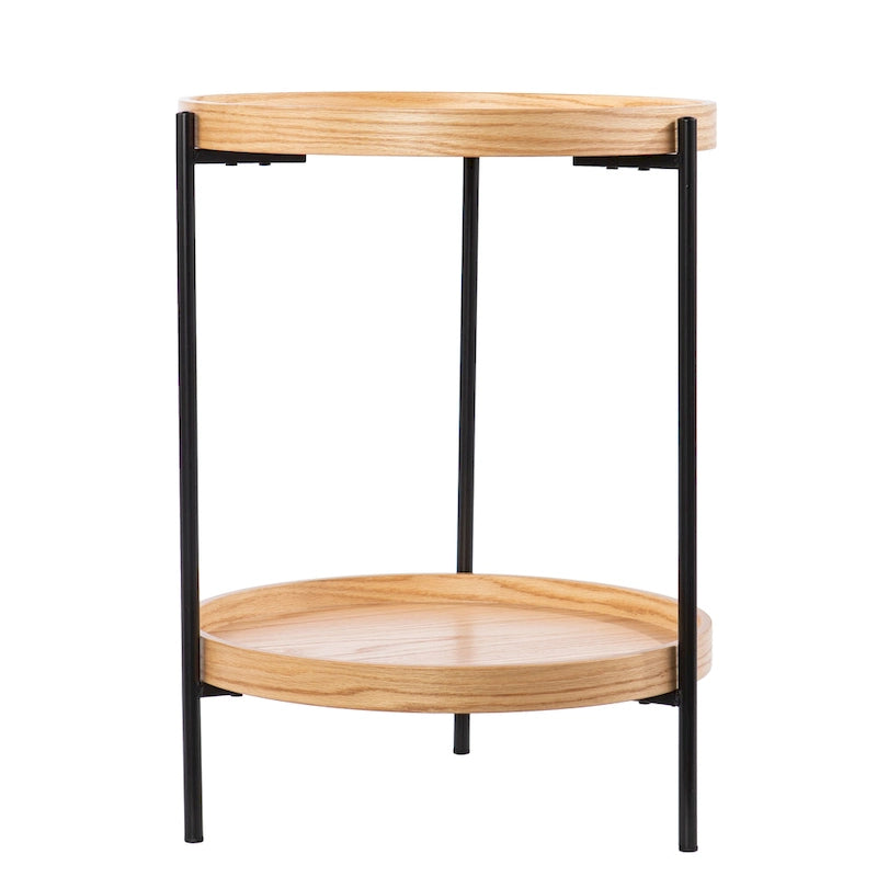 Table d'appoint ronde en bois de style moderne SEI Furniture Vaquero avec étagère