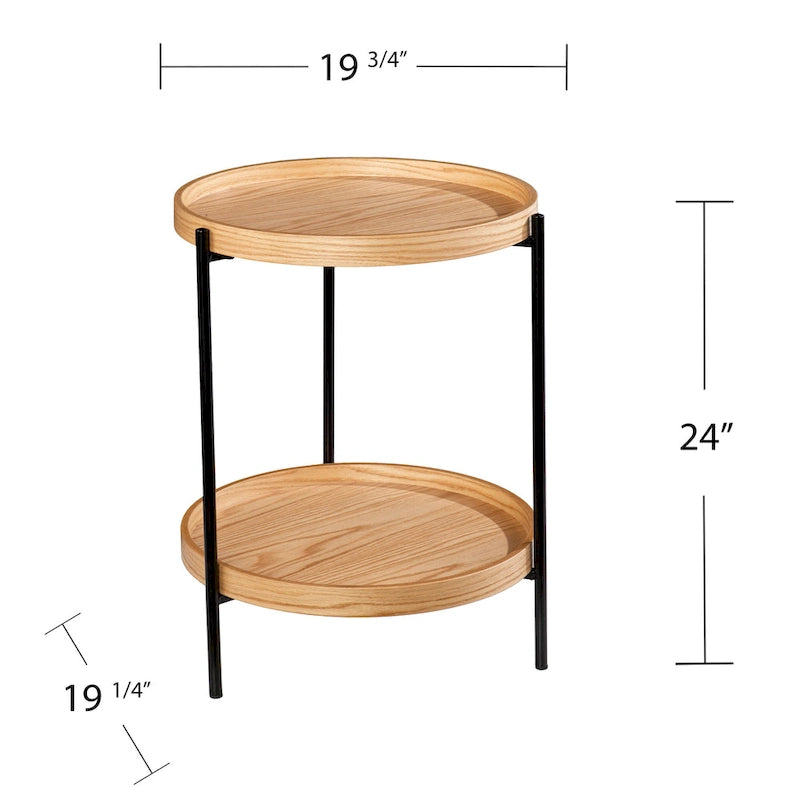 Table d'appoint ronde en bois de style moderne SEI Furniture Vaquero avec étagère