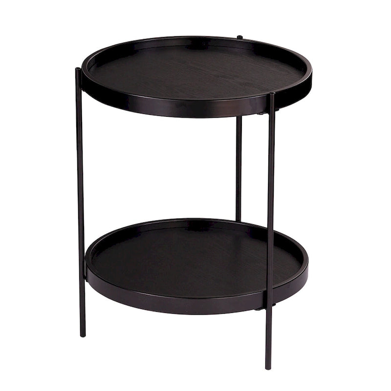 Table d'appoint ronde en bois de style moderne SEI Furniture Vaquero avec étagère