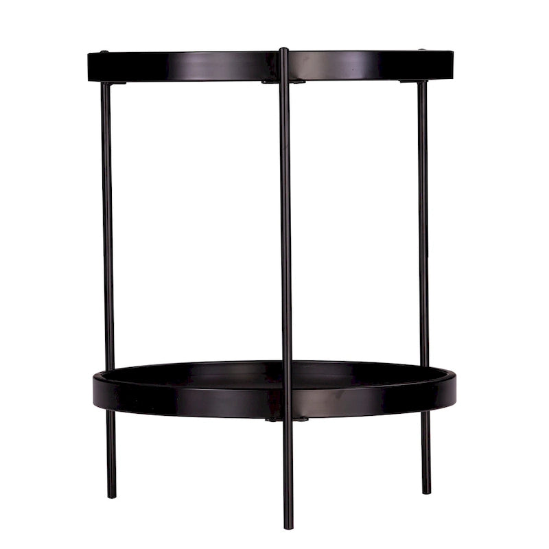 Table d'appoint ronde en bois de style moderne SEI Furniture Vaquero avec étagère