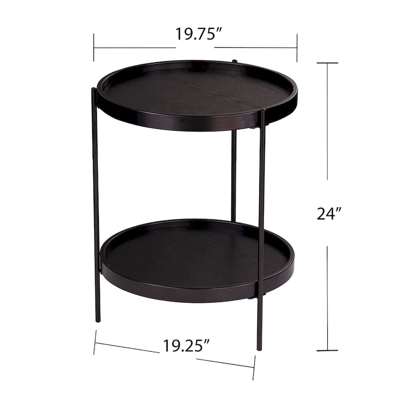 Table d'appoint ronde en bois de style moderne SEI Furniture Vaquero avec étagère