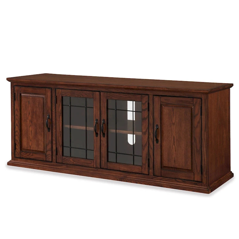Meuble TV Leick Home 80360 en chêne bruni et verre plombé