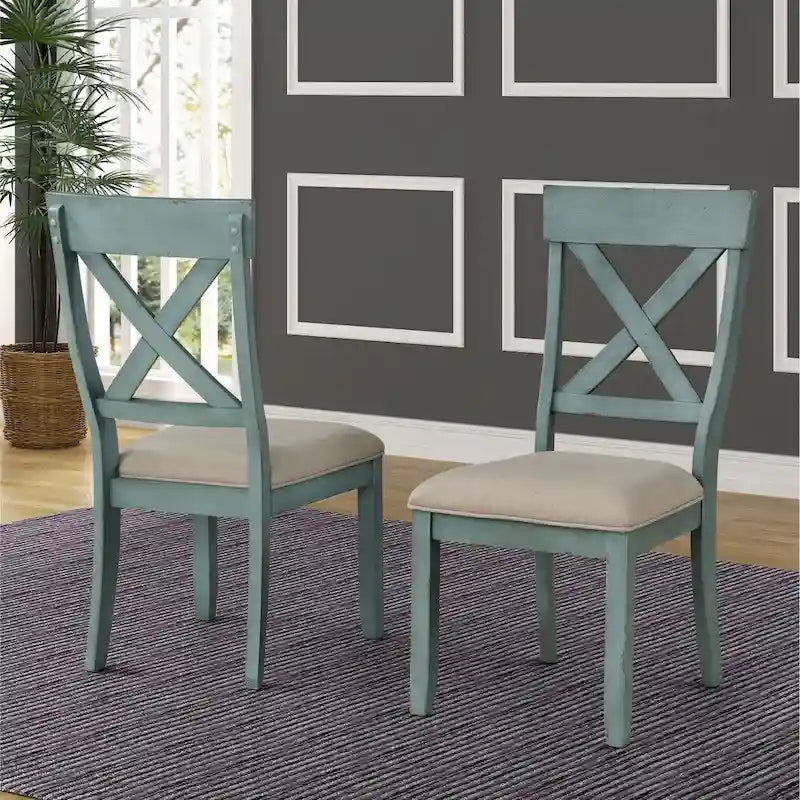 Roundhill Furniture The Gray Barn Spring Mount Ensemble table ronde et 4 chaises à dossier croisé 5 pièces
