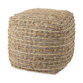 Pouf carré en chanvre, laine et coton Mercana Binita gris/brun