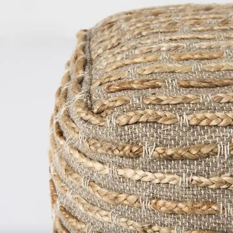 Pouf carré en chanvre, laine et coton Mercana Binita gris/brun