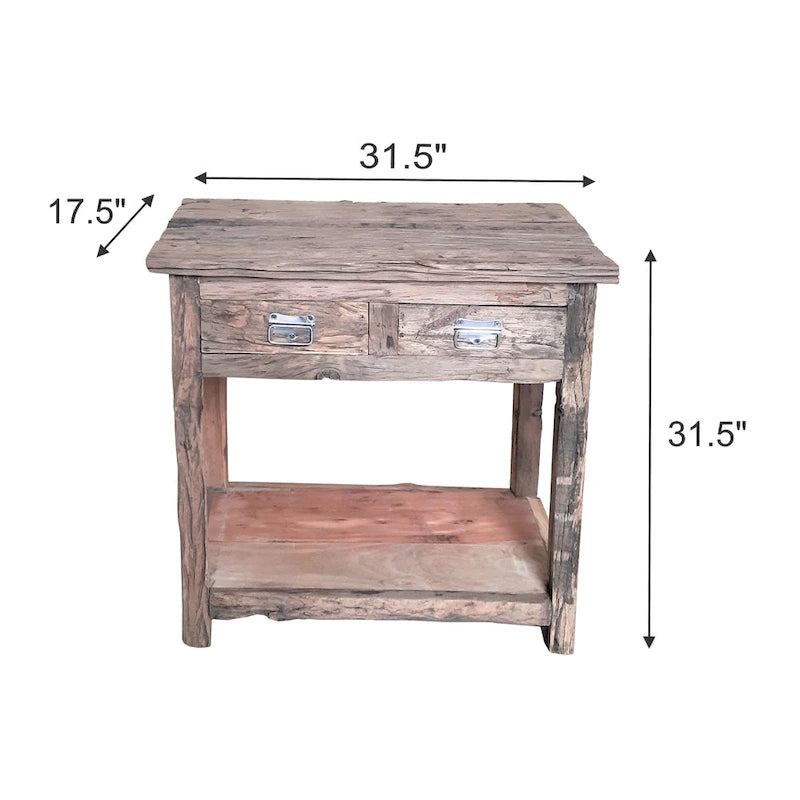 Îlot de cuisine rustique à 2 tiroirs A&B Home