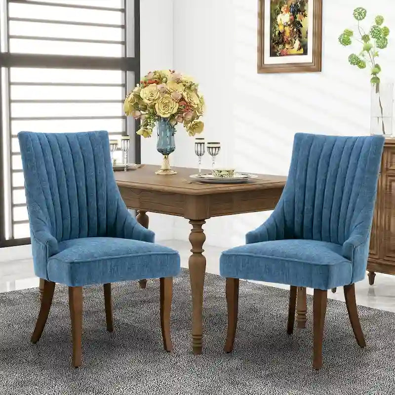 Lot de 2 chaises de salle à manger capitonnées avec dossier, chaises de salle à manger latérales en tissu, chaises de salon pour cuisine domestique