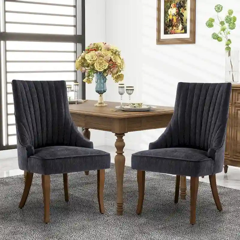 Lot de 2 chaises de salle à manger capitonnées avec dossier, chaises de salle à manger latérales en tissu, chaises de salon pour cuisine domestique