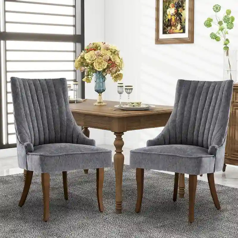 Lot de 2 chaises de salle à manger capitonnées avec dossier, chaises de salle à manger latérales en tissu, chaises de salon pour cuisine domestique