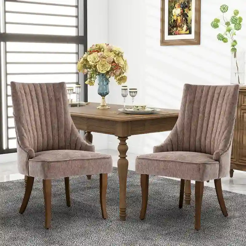 Lot de 2 chaises de salle à manger capitonnées avec dossier, chaises de salle à manger latérales en tissu, chaises de salon pour cuisine domestique