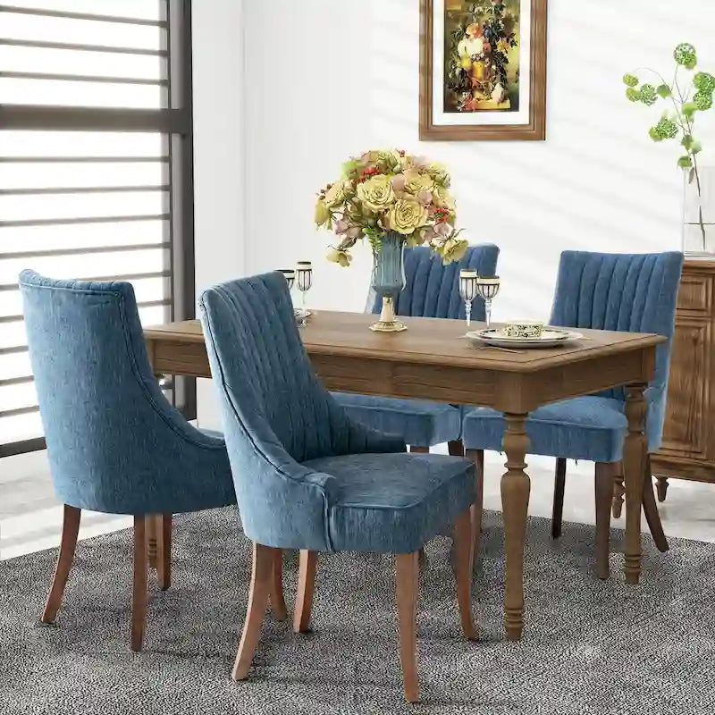 Lot de 2 chaises de salle à manger capitonnées avec dossier, chaises de salle à manger latérales en tissu, chaises de salon pour cuisine domestique