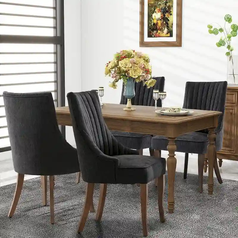 Lot de 2 chaises de salle à manger capitonnées avec dossier, chaises de salle à manger latérales en tissu, chaises de salon pour cuisine domestique