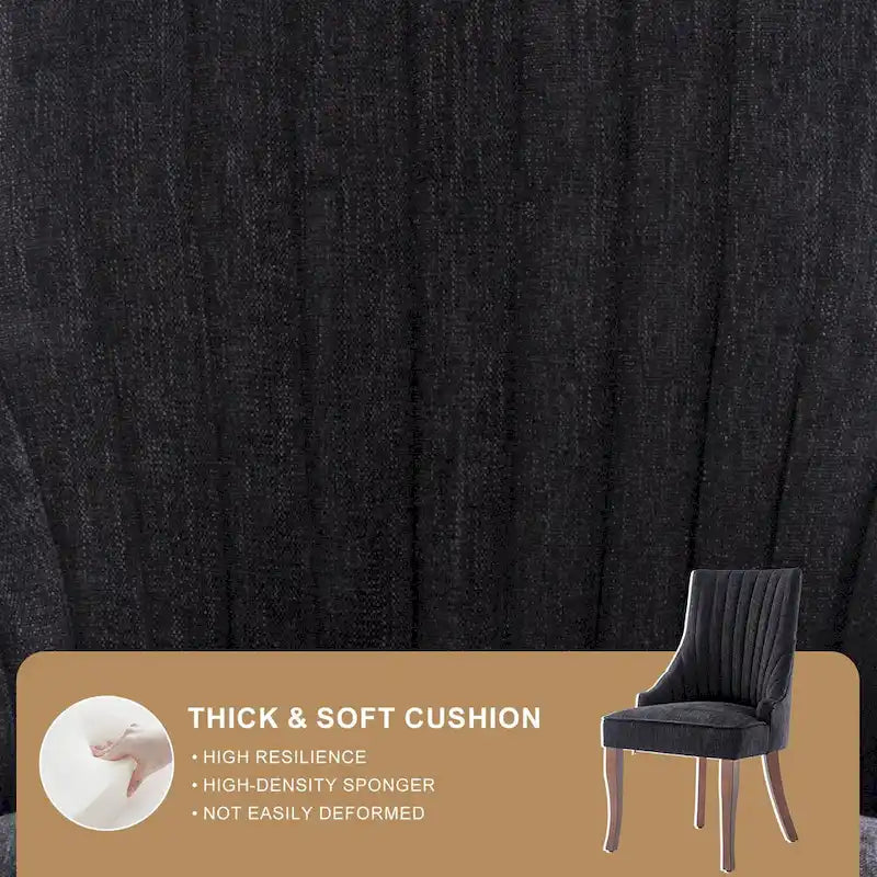 Lot de 2 chaises de salle à manger capitonnées avec dossier, chaises de salle à manger latérales en tissu, chaises de salon pour cuisine domestique