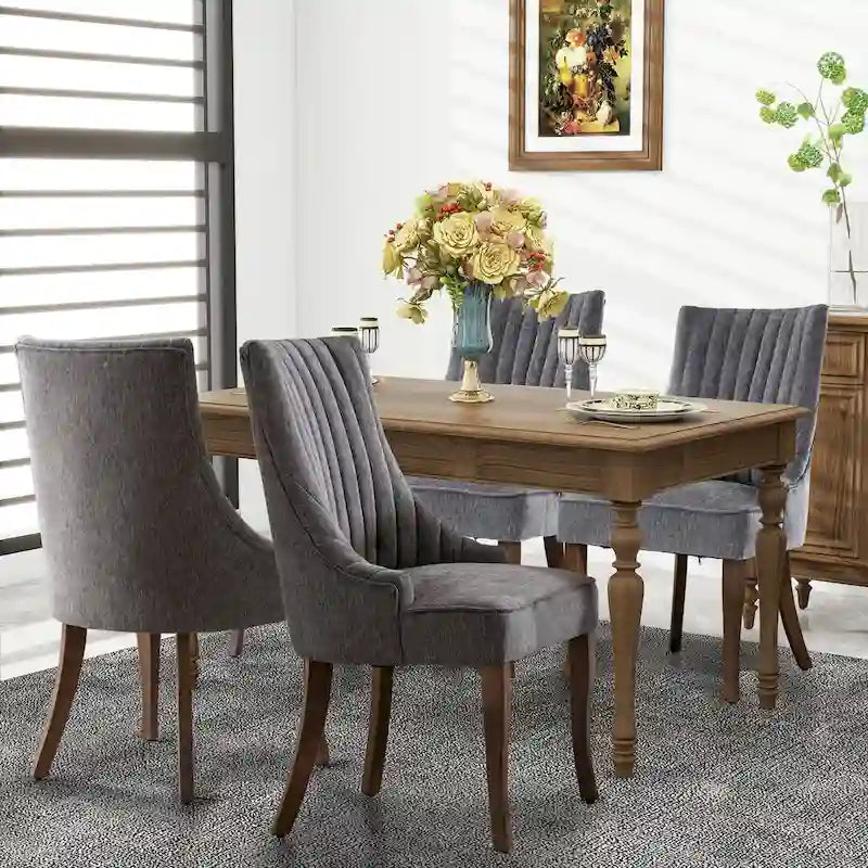 Lot de 2 chaises de salle à manger capitonnées avec dossier, chaises de salle à manger latérales en tissu, chaises de salon pour cuisine domestique