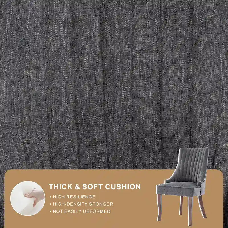 Lot de 2 chaises de salle à manger capitonnées avec dossier, chaises de salle à manger latérales en tissu, chaises de salon pour cuisine domestique
