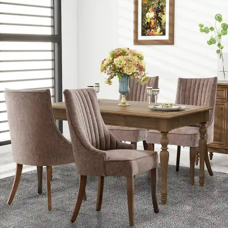 Lot de 2 chaises de salle à manger capitonnées avec dossier, chaises de salle à manger latérales en tissu, chaises de salon pour cuisine domestique