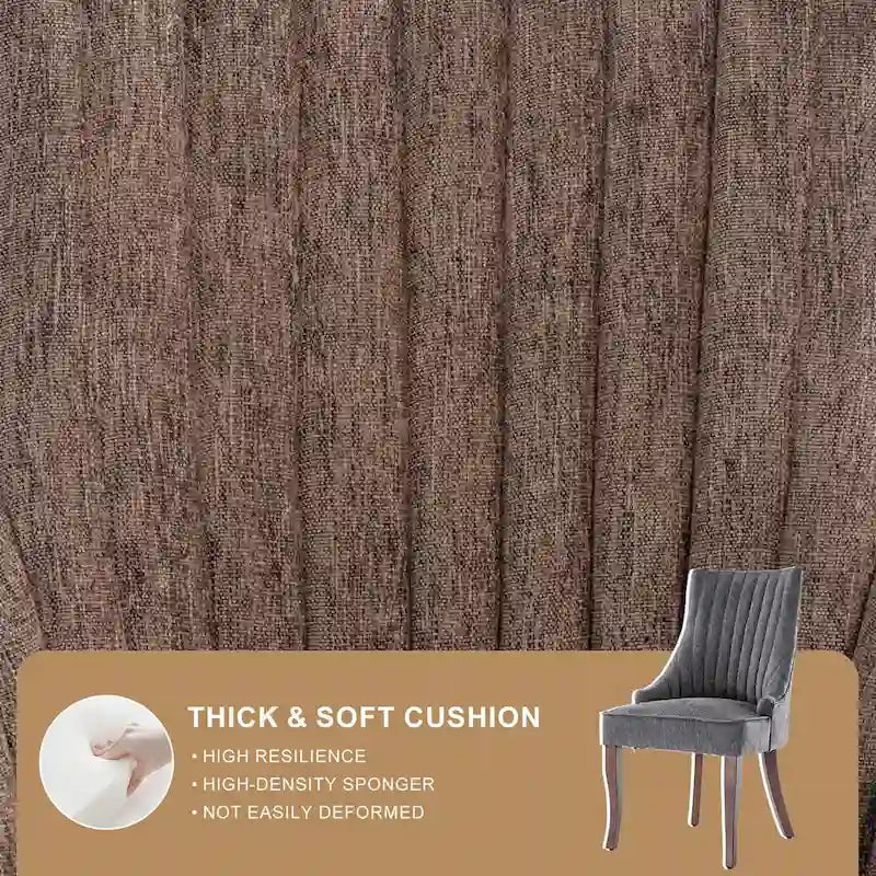 Lot de 2 chaises de salle à manger capitonnées avec dossier, chaises de salle à manger latérales en tissu, chaises de salon pour cuisine domestique