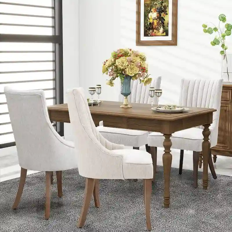 Lot de 2 chaises de salle à manger capitonnées avec dossier, chaises de salle à manger latérales en tissu, chaises de salon pour cuisine domestique