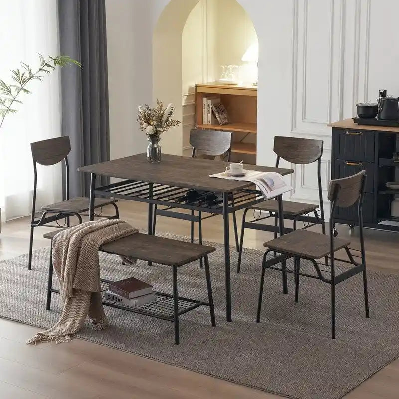 Ensemble de salle à manger moderne 6 pièces avec structure en acier pour cuisine