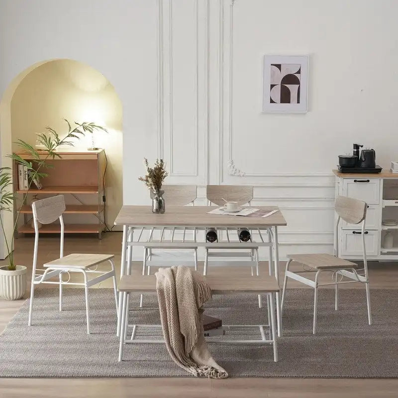 Ensemble de salle à manger moderne 6 pièces avec structure en acier pour cuisine