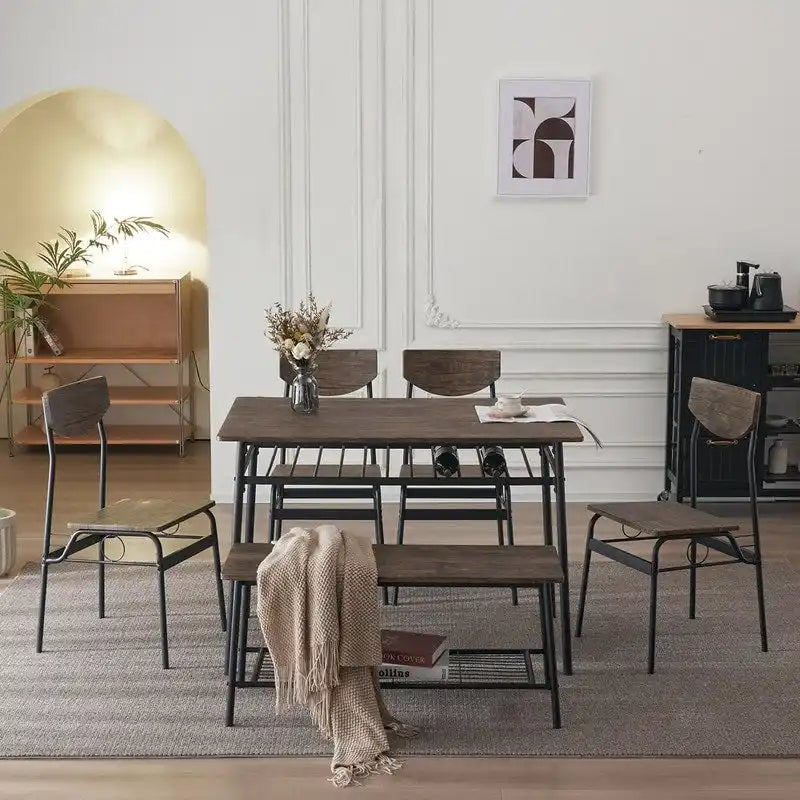 Ensemble de salle à manger moderne 6 pièces avec structure en acier pour cuisine